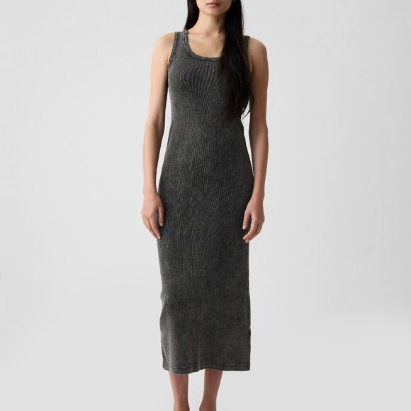 GAP - Rib Midi Tank Dress in Washed Black/Charcoal - Picture 1 of 13